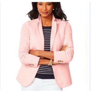 Talbots Blazer Womens 10 Pink Knit Two Button Lined Jacket Workwear Office